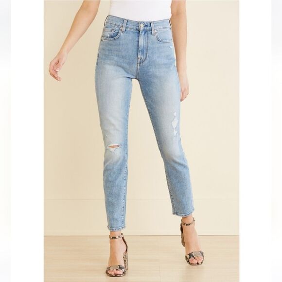 7 for all mankind High Waist Ankle Skinny Destroy Jeans Size 28 - Picture 1 of 8